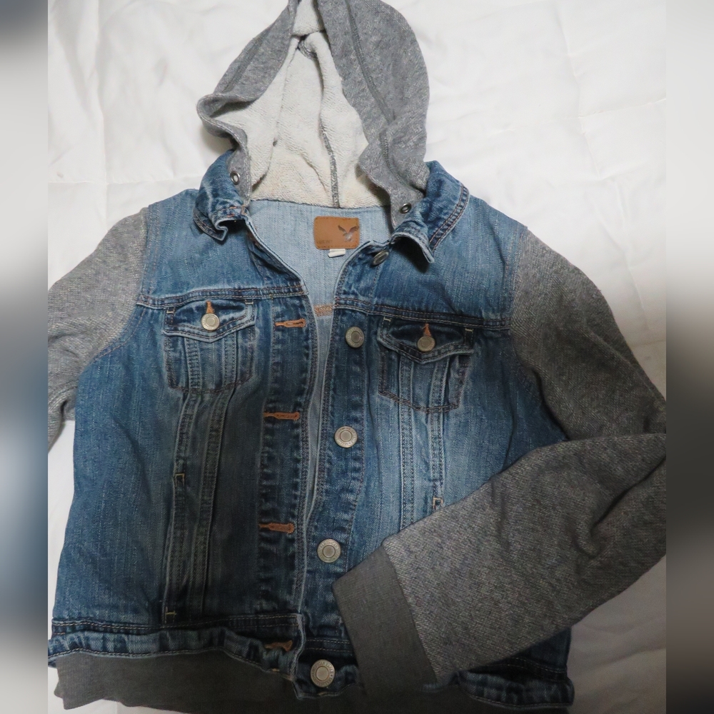 Denim jacket with hood